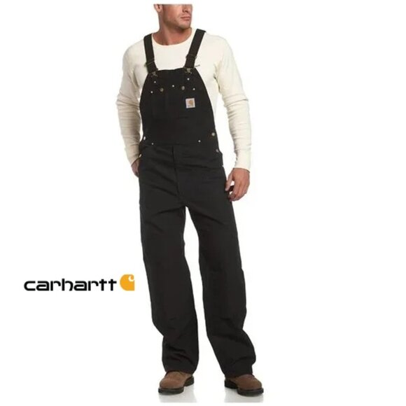 NWOT Carhartt Men's Duck Bib Unlined Overall Workwear Black, 38x36 R01-BLK - Picture 1 of 3